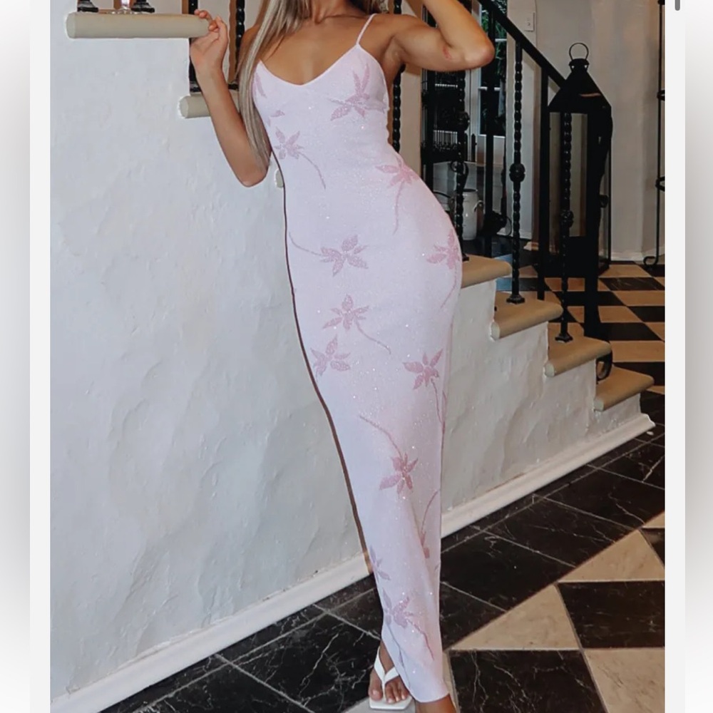 Lilac Palm Tree Maxi Dress